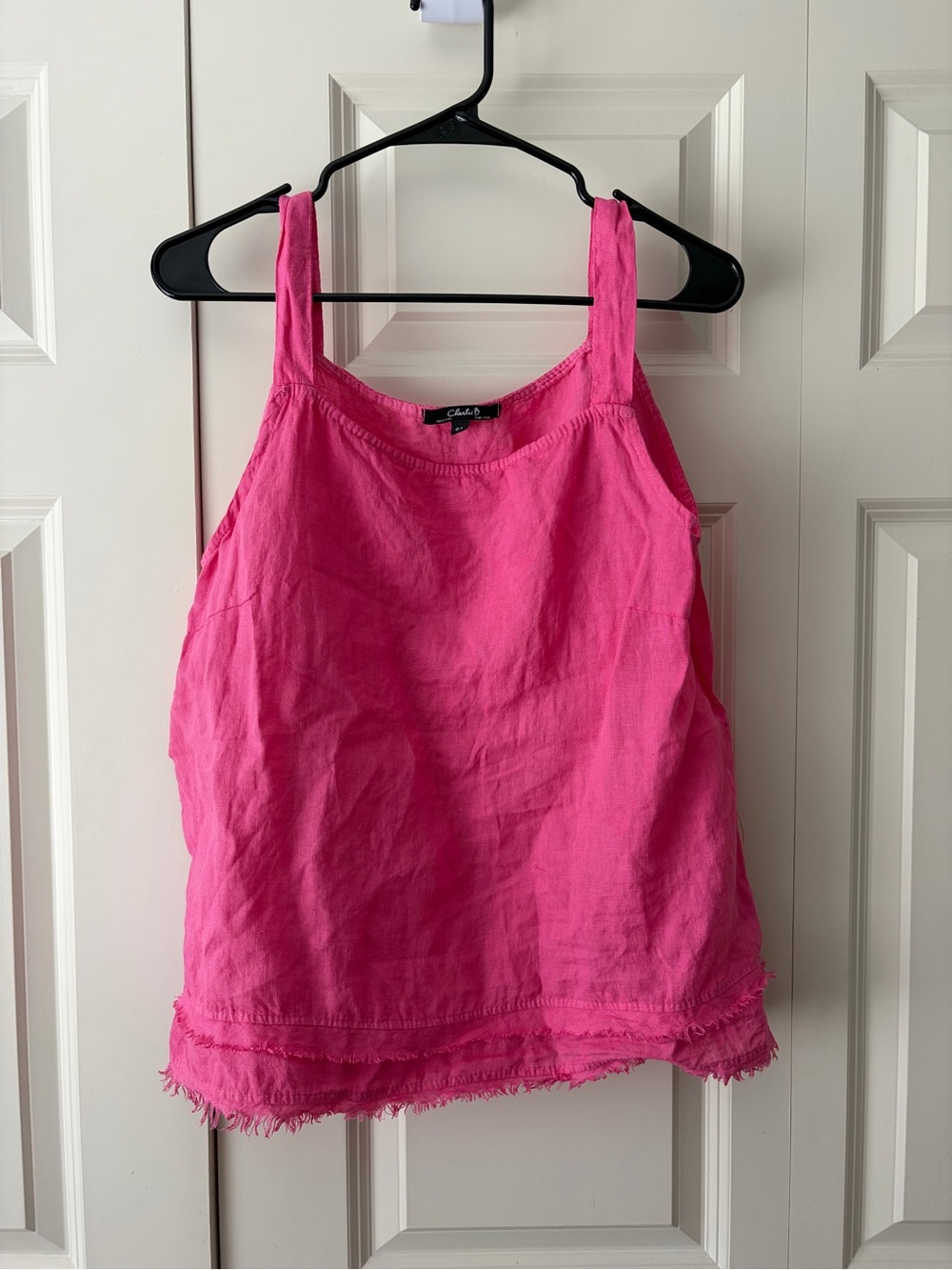 Charlie B Pink Linen Tank Top Size Large
